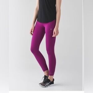 Lululemon Zipper Pocket Mesh back Leggings Making Moves Tight Regal Plum size 6